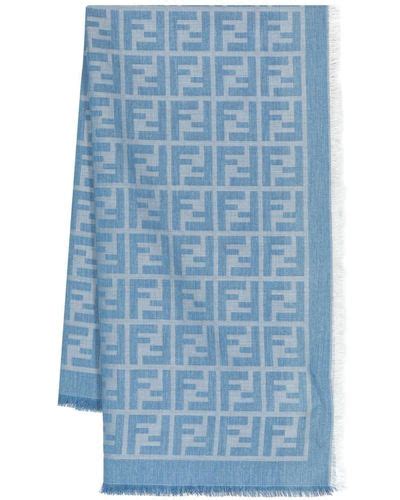 Blue FF jacquard scarf 